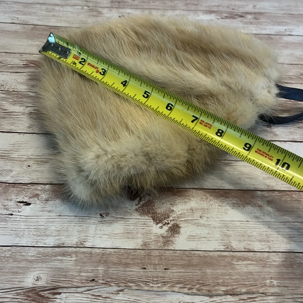 Vintage Blonde Mink Fur Hat with Brown Chin Strap